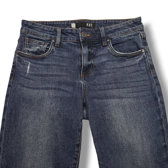 Kut from the Kloth Reese Ankle Straight Jeans Womens 4 Distressed Fray Hem Mid R - Picture 2 of 12